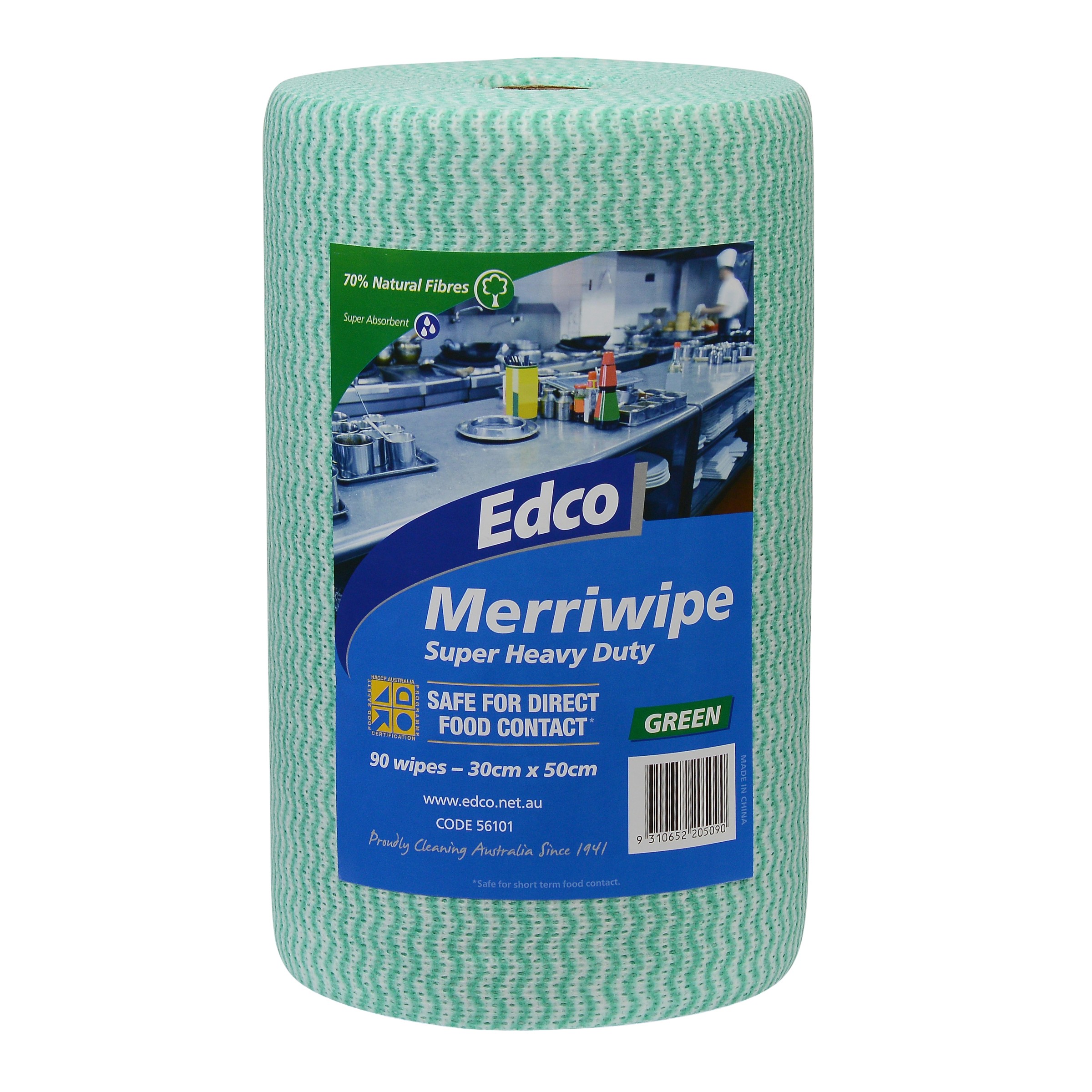 Merriwipe H/Duty Roll Green W300 X D500mm Per Sheet - 90 Sheets Per Roll